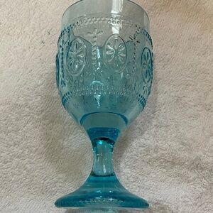 Intricate Blue Glass Goblet